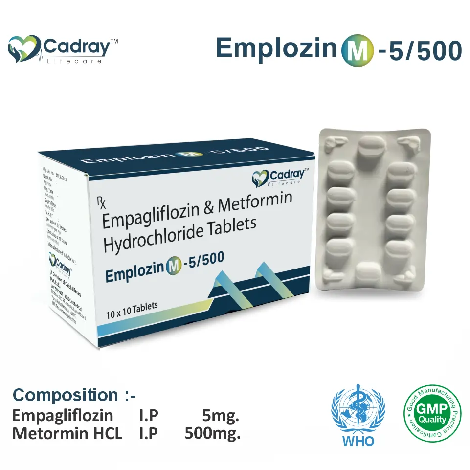 Empagliflozin (5mg) + Metformin (500mg) at the best price in PCD Pharma Franchise for SGLT2 Inhibitor and Type 2 Diabetes Management.